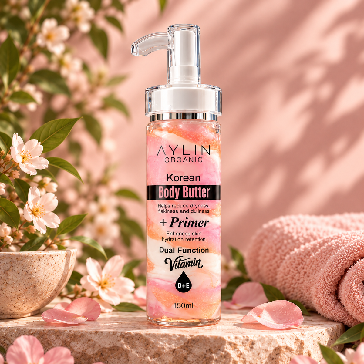 Aylin Organic Korean Body Butter + Primer | Vitamin D & E | 150ml