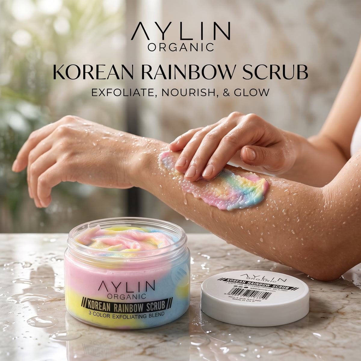 Korean Rainbow Scrub – 3 Color Exfoliating Blend for Glowing Skin