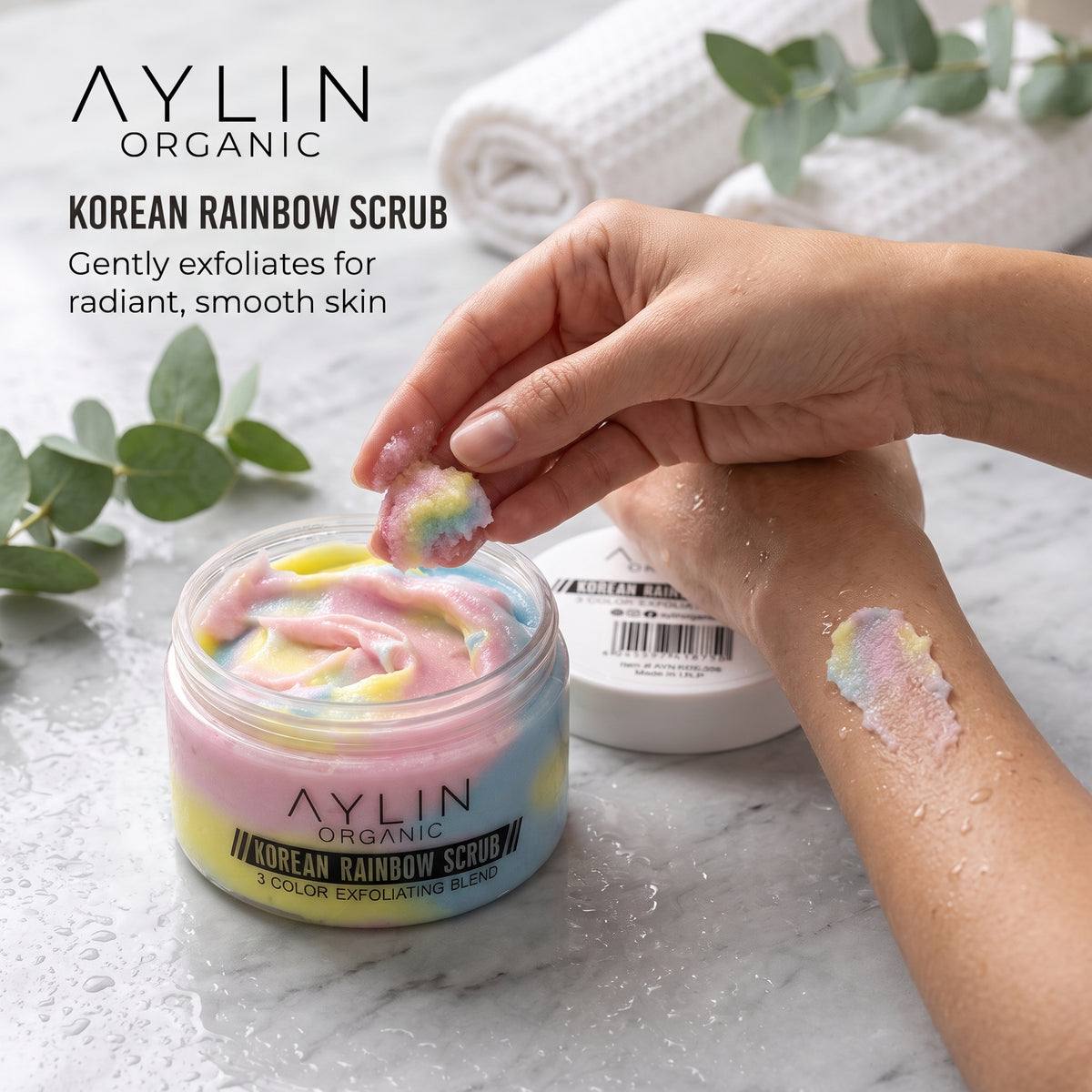 Korean Rainbow Scrub – 3 Color Exfoliating Blend for Glowing Skin