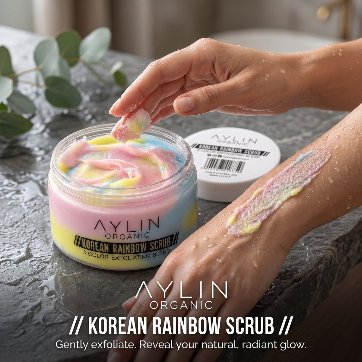 Korean Rainbow Scrub – 3 Color Exfoliating Blend for Glowing Skin